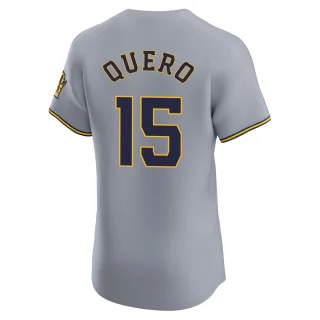 Elite Men's Jeferson Quero Milwaukee Brewers Road Jersey - Gray