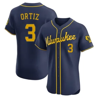 Elite Men's Joey Ortiz Milwaukee Brewers Alternate Jersey - Navy