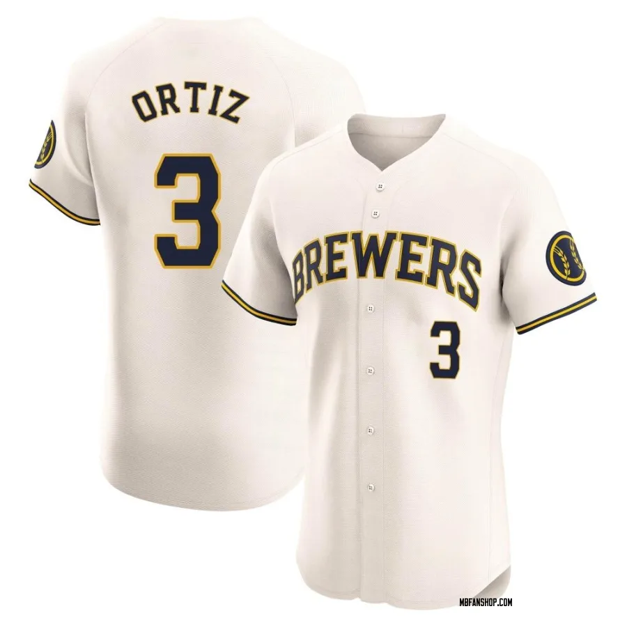 Elite Men's Joey Ortiz Milwaukee Brewers Home Jersey - Cream