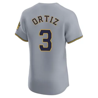 Elite Men's Joey Ortiz Milwaukee Brewers Road Jersey - Gray