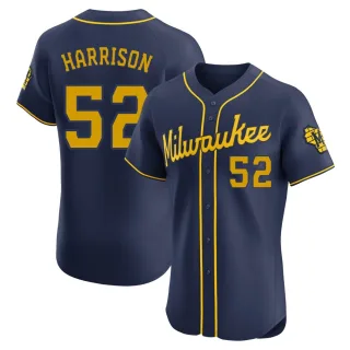 Elite Men's Kyle Harrison Milwaukee Brewers Alternate Jersey - Navy
