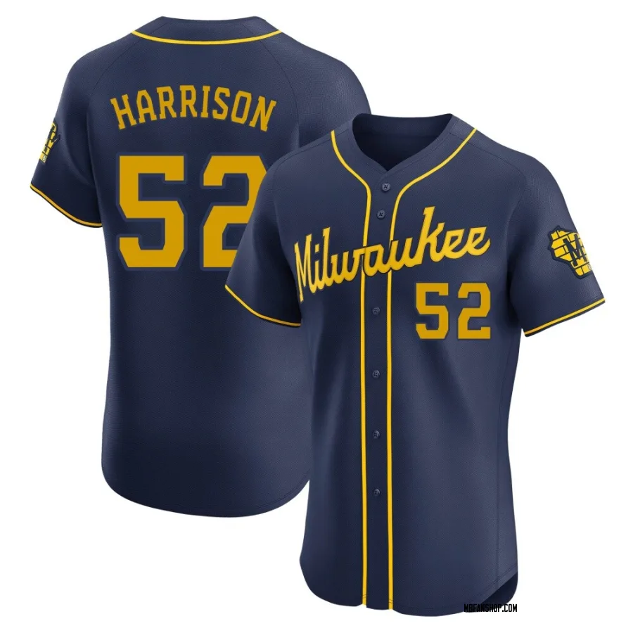Elite Men's Kyle Harrison Milwaukee Brewers Alternate Jersey - Navy
