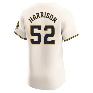 Elite Men's Kyle Harrison Milwaukee Brewers Home Jersey - Cream