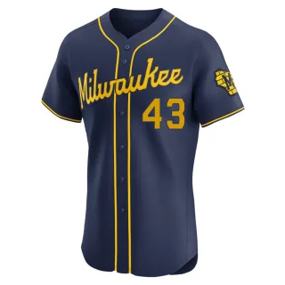 Elite Men's Logan Henderson Milwaukee Brewers Alternate Jersey - Navy