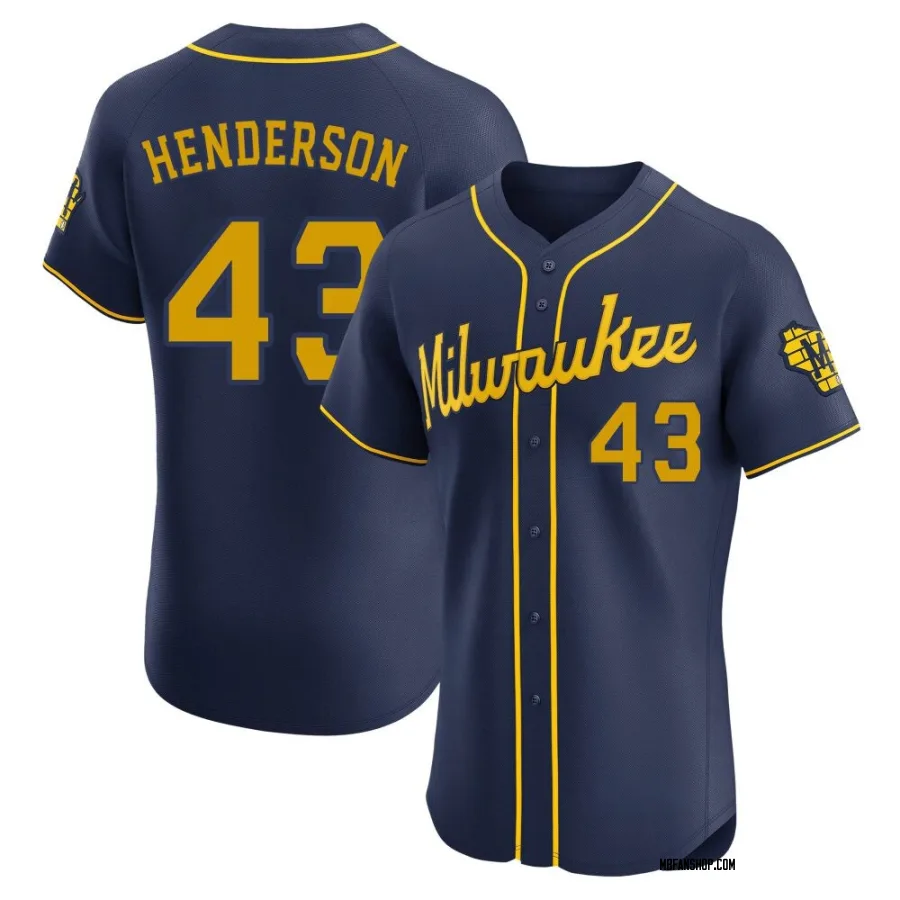 Elite Men's Logan Henderson Milwaukee Brewers Alternate Jersey - Navy