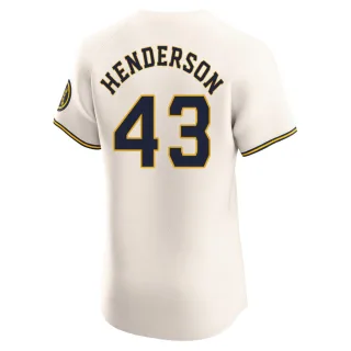 Elite Men's Logan Henderson Milwaukee Brewers Home Jersey - Cream