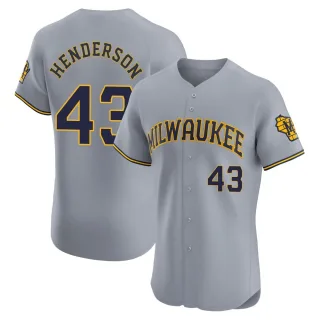 Elite Men's Logan Henderson Milwaukee Brewers Road Jersey - Gray