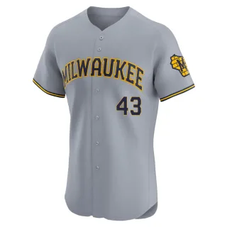 Elite Men's Logan Henderson Milwaukee Brewers Road Jersey - Gray