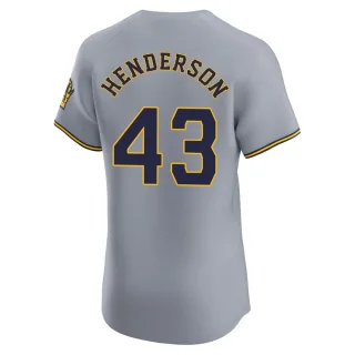 Elite Men's Logan Henderson Milwaukee Brewers Road Jersey - Gray