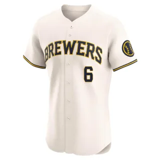 Elite Men's Lorenzo Cain Milwaukee Brewers Home Jersey - Cream