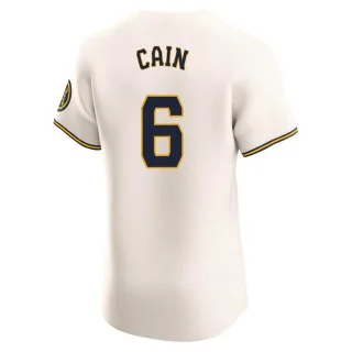 Elite Men's Lorenzo Cain Milwaukee Brewers Home Jersey - Cream
