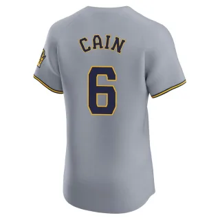 Elite Men's Lorenzo Cain Milwaukee Brewers Road Jersey - Gray