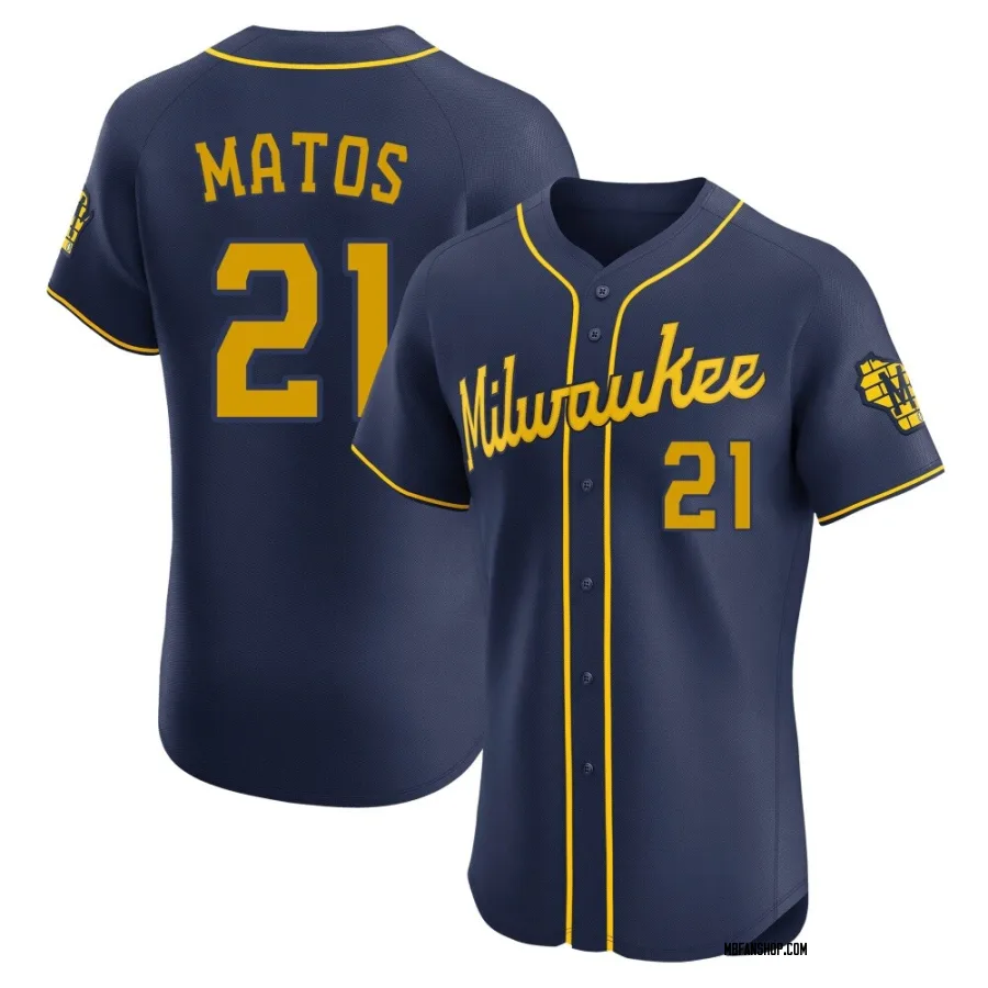 Elite Men's Luis Matos Milwaukee Brewers Alternate Jersey - Navy