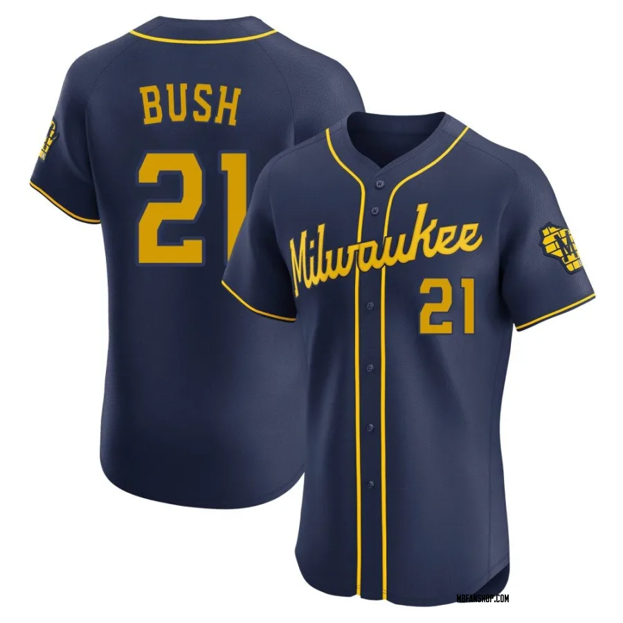 Elite Men's Matt Bush Milwaukee Brewers Alternate Jersey - Navy