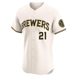 Elite Men's Matt Bush Milwaukee Brewers Home Jersey - Cream