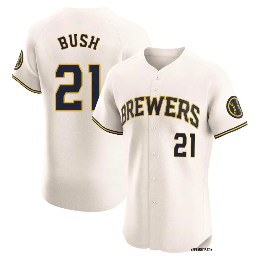 Elite Men's Matt Bush Milwaukee Brewers Home Jersey - Cream
