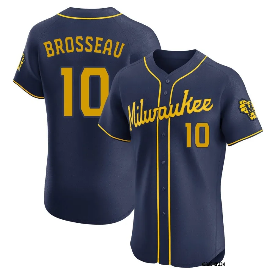 Elite Men's Mike Brosseau Milwaukee Brewers Alternate Jersey - Navy