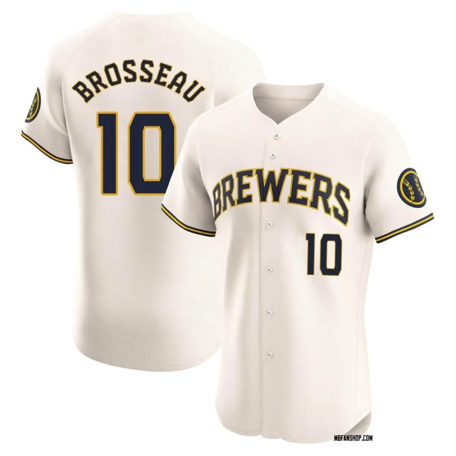 Elite Men's Mike Brosseau Milwaukee Brewers Home Jersey - Cream
