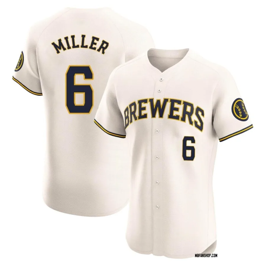 Elite Men's Owen Miller Milwaukee Brewers Home Jersey - Cream