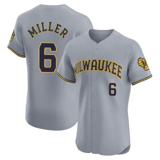 Elite Men's Owen Miller Milwaukee Brewers Road Jersey - Gray