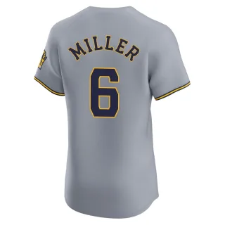 Elite Men's Owen Miller Milwaukee Brewers Road Jersey - Gray