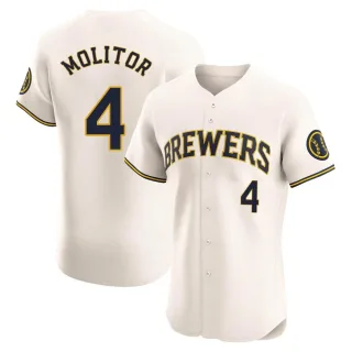 Elite Men's Paul Molitor Milwaukee Brewers Home Jersey - Cream