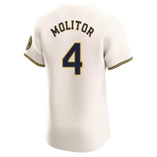 Elite Men's Paul Molitor Milwaukee Brewers Home Jersey - Cream