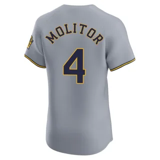 Elite Men's Paul Molitor Milwaukee Brewers Road Jersey - Gray