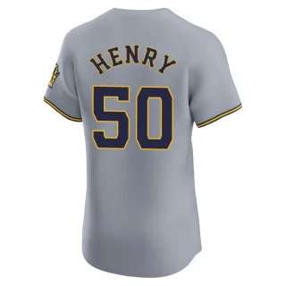 Elite Men's Payton Henry Milwaukee Brewers Road Jersey - Gray