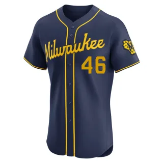 Elite Men's Quinn Priester Milwaukee Brewers Alternate Jersey - Navy
