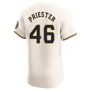 Elite Men's Quinn Priester Milwaukee Brewers Home Jersey - Cream