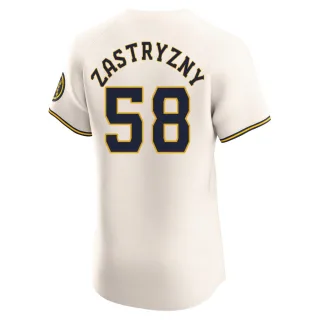 Elite Men's Rob Zastryzny Milwaukee Brewers Home Jersey - Cream