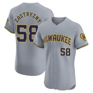 Elite Men's Rob Zastryzny Milwaukee Brewers Road Jersey - Gray