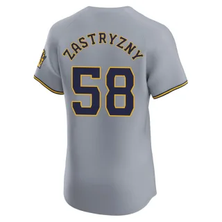 Elite Men's Rob Zastryzny Milwaukee Brewers Road Jersey - Gray