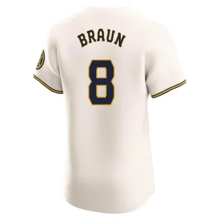 Elite Men's Ryan Braun Milwaukee Brewers Home Jersey - Cream