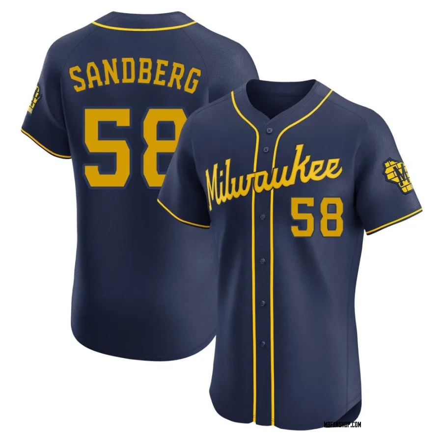 Elite Men's Ryan Sandberg Milwaukee Brewers Alternate Jersey - Navy
