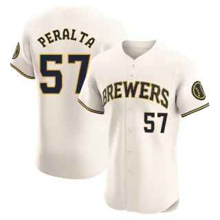 Elite Men's Sammy Peralta Milwaukee Brewers Home Jersey - Cream