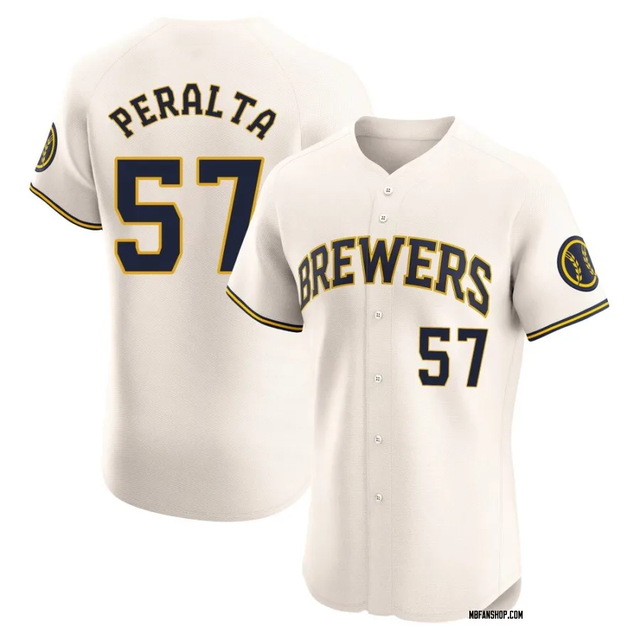 Elite Men's Sammy Peralta Milwaukee Brewers Home Jersey - Cream