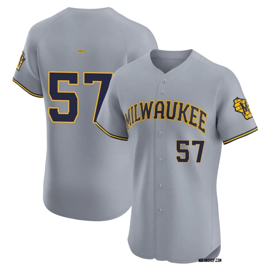 Elite Men's Sammy Peralta Milwaukee Brewers Road Jersey - Gray
