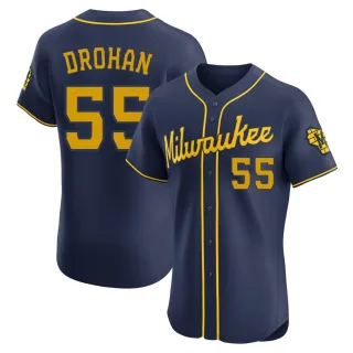 Elite Men's Shane Drohan Milwaukee Brewers Alternate Jersey - Navy