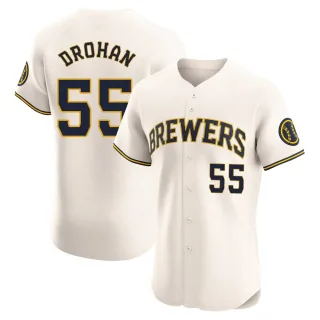 Elite Men's Shane Drohan Milwaukee Brewers Home Jersey - Cream