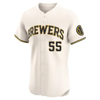 Elite Men's Shane Drohan Milwaukee Brewers Home Jersey - Cream