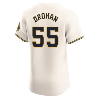 Elite Men's Shane Drohan Milwaukee Brewers Home Jersey - Cream