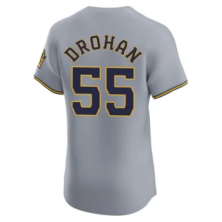 Elite Men's Shane Drohan Milwaukee Brewers Road Jersey - Gray