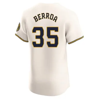 Elite Men's Steward Berroa Milwaukee Brewers Home Jersey - Cream