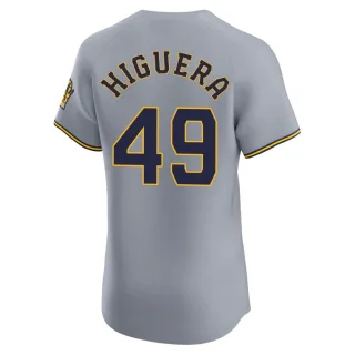 Elite Men's Teddy Higuera Milwaukee Brewers Road Jersey - Gray