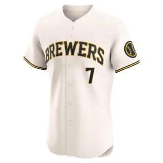 Elite Men's Tyler Black Milwaukee Brewers Home Jersey - Cream