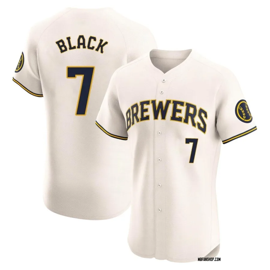 Elite Men's Tyler Black Milwaukee Brewers Home Jersey - Cream