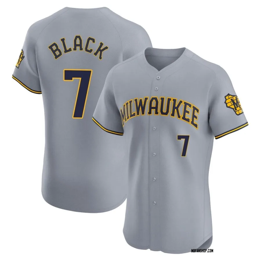 Elite Men's Tyler Black Milwaukee Brewers Road Jersey - Gray