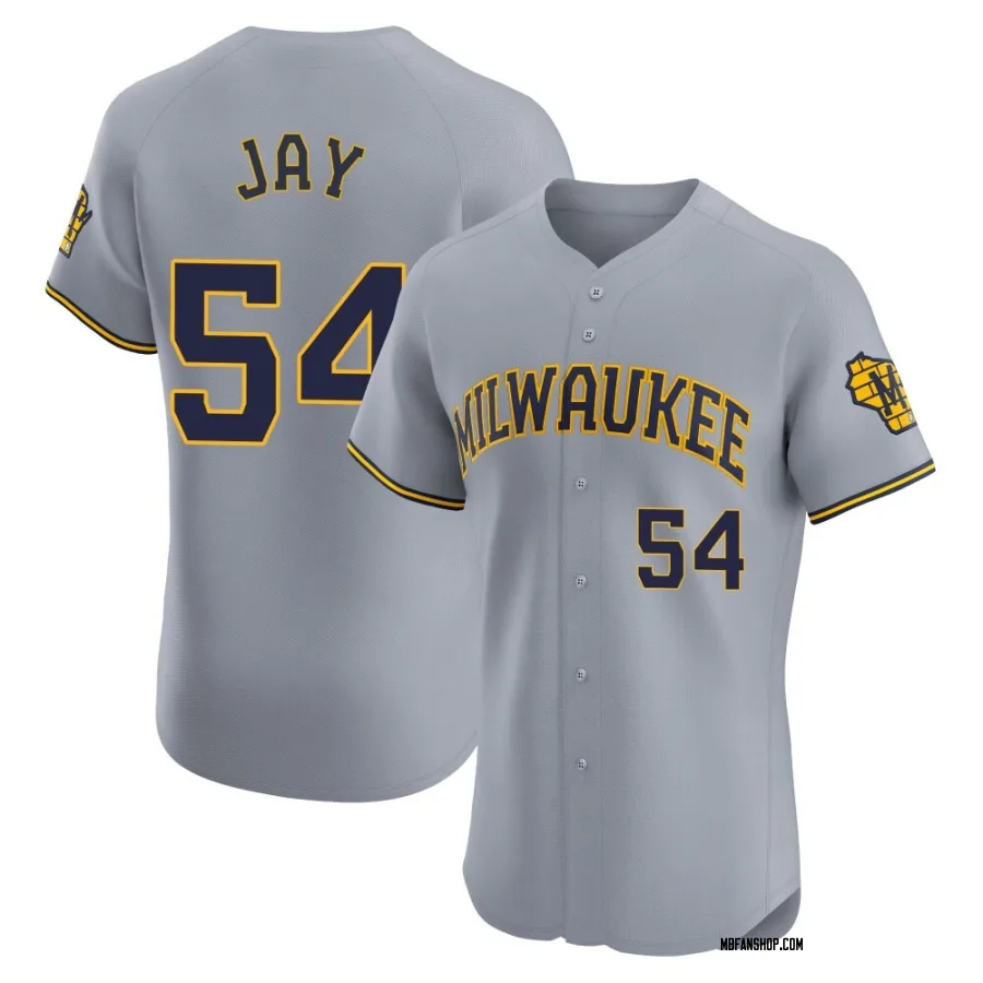 Elite Men's Tyler Jay Milwaukee Brewers Road Jersey - Gray